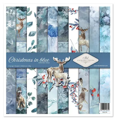 Image de ITD COLLECTION Setz 11Stk 30x30cm Papier pour Scrapbooking - Noël en bleu
