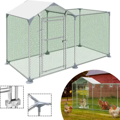 Image de LZQ Outdoor Poulailler Toit Poulailler Cadre en acier galvanisé avec PE 2 x 1 x 1,5 m