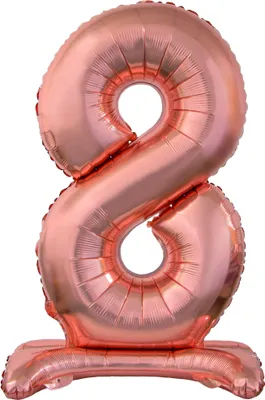 Produktbild von Nummer Rose Gold Nummer 8 Folienballon mit Sockel 74 cm