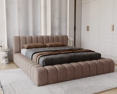 Obrázek produktu pro Čalouněná postel 180x200 Como – silná pěna, úložný prostor, rošt – manželská postel 180x200, elegantní design, hnědá