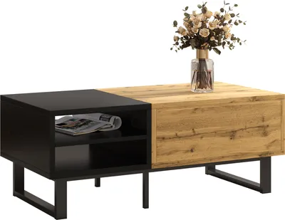 Produktbild von Fortuna Lai Couchtisch, Wohnzimmertisch mit Farbblockstruktur, mit Fächern und Schubladen, Metallbeine