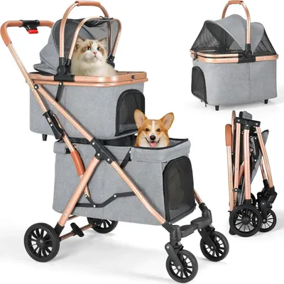 Image de Support pour animaux, conception à double couche, navigation facile, GRIS