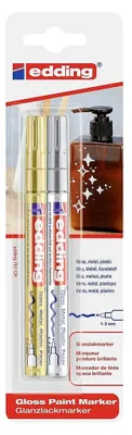 Produktbild von Edding e-751, 2 Stück(e), Gold, Silber, Rundspitze, Gold, Silber, Gold, Silber, Kunststoff