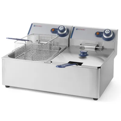 Zdjęcie produktu dla Hendi 205853, Frytkownica, 12 l, 50 °C, 190 °C, Podwójny, Srebrny