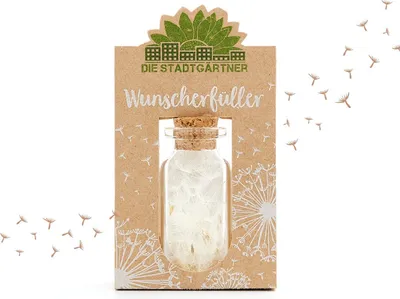Produktbild von Wunscherfüller im Glas mittel – Geschenk mit echter Pusteblume – Handgefertigtes Deko – und Wunschglas
