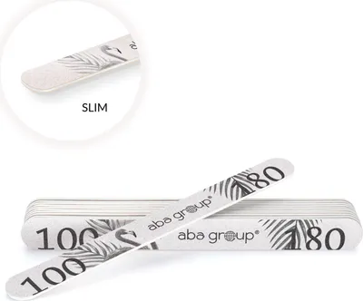 Immagine prodotto di Set di lime per unghie professionali Aba Group, lime bifacciali per unghie in gel, forma dritta, grana 100/180, spessore 2 mm, 10 pezzi