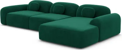 Produktbild von Samtstoff L-Form Sofa Nuvia Smaragdgrün Rechts