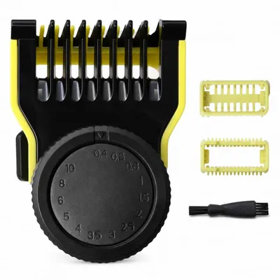 Produktbild von Verstellbarer Kammaufsatz für OneBlade, 14 Schnittlängen von 0,4–10 mm, 4-teiliges Barttrimmer-Zubehör mit 2 Konturenaufsätzen und Reinigungsbürste