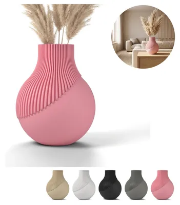 Obrázok produktu pre Dekoračná váza veľká vrúbkovaná japandi boho obývačka dekorácia – Sakura ružová