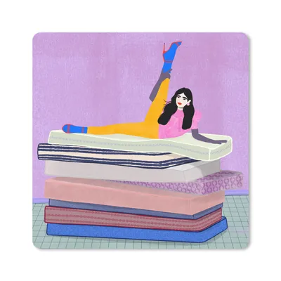 Produktbild von MuchoWow® Mauspad Mousepad Frau - Vintage - Pastell 20x20 cm - Mousepads - Maus Mat - Pad - Mausunterlage - Desk Mat - Bureauartikeln