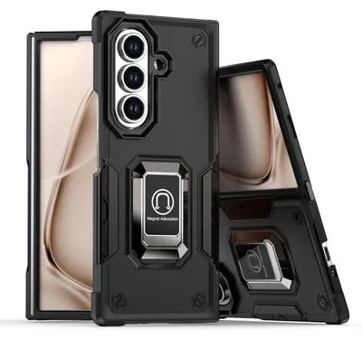 Produktbild von Für Samsung Galaxy Z Fold7 5G Armor Magnet Ring TPU Hybrid Schutz Hülle Schwarz