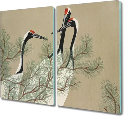 Produktbild von Coloray Schneidebrett Herdabdeckplatte 2x30x52 cm Kochplattenabdeckung Hackbrett Küchenbrett - Tiere Vögel Zweige