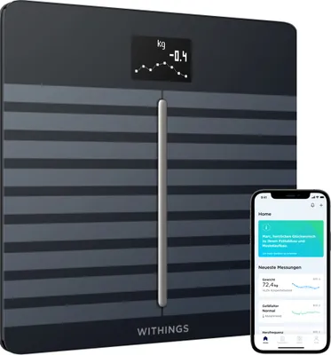 Produktbild von Withings Body Cardio – WLAN-Smart-Waage mit Körperfettwaage, Messung von Herzfrequenz, Gefäßalter, BMI, Körperfett, Muskelmasse und Wasseranteil % - Weiß