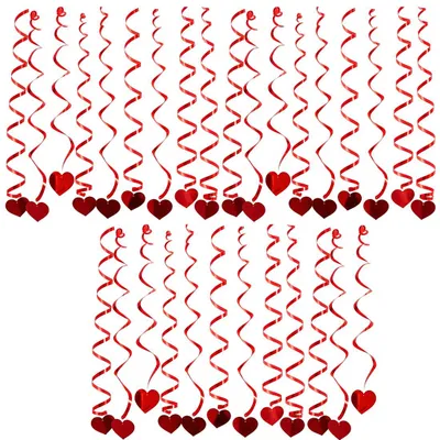 30 Herz-Spiralgirlanden, rot, für Valentinstag & Hochzeit