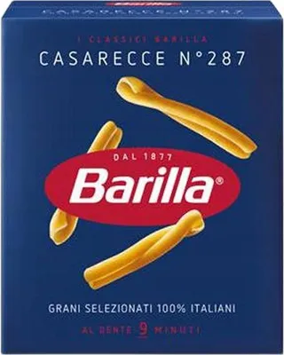 A box of Barilla Casarecce pasta.