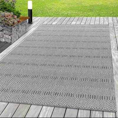 Image de Ayyildiz | Tapis d'extérieur Aruba - 120 cm x 170 cm - Gris - Résistant aux intempéries - Facile à nettoyer