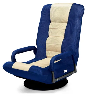 Produktbild von Klappbarer Bodenstuhl mit 7-fach verstellbarer Rückenlehne und 360° drehbarem Sockel, Relaxsessel bis 150 kg belastbar, Lazy Sofa mit Armlehnen für Wohnzimmer, Schlafzimmer, Büro