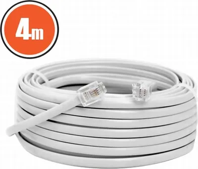 Obrázek produktu pro Modulární kabel 6P4C – 6P4C na 6P4C – 4 m – bílý – pro telefonní a datové připojení [20301]
