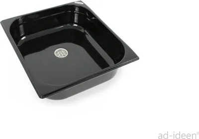 Immagine prodotto di Lavello in acciaio inox nero Lavandino da campeggio 354x325x100 mm + scarico