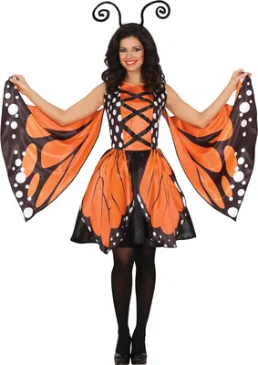 Produktbild von Schmetterling Kostüm Karneval Elegant Märchen Fantasie Zauberhafte Tiere Kostümierung Flügelkleid Fasching Festlich Kreativ Abendakzent Mystisch, Größe: 38 - 40 (M) Farbe: Orange