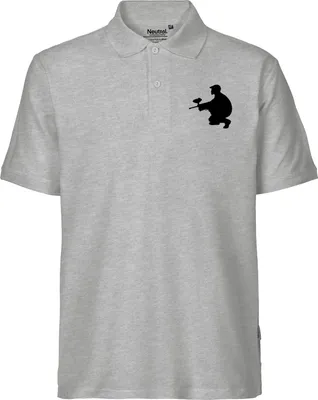 Produktbild von Huuraa Herren Polo Shirt Paintball Silhouette XXL Sport Grey Bio Baumwolle Fairtrade Poloshirt Geschenkidee