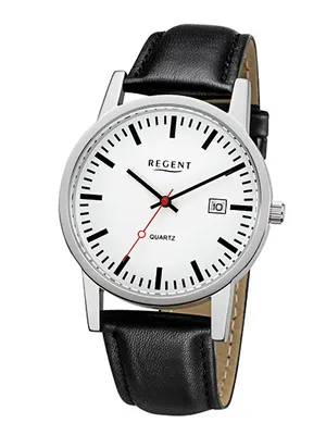 Produktbild von Regent F1027 Herren-Armbanduhr, Edelstahl-Gehäuse, Leder-Armband