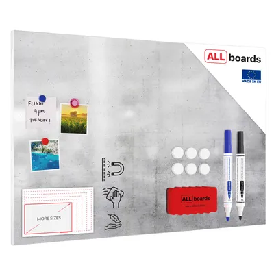 Produktbild von Metallische Magnettafel, MetalBoard, ZEMENT, 90×60 cm + GRATIS Zubehörset