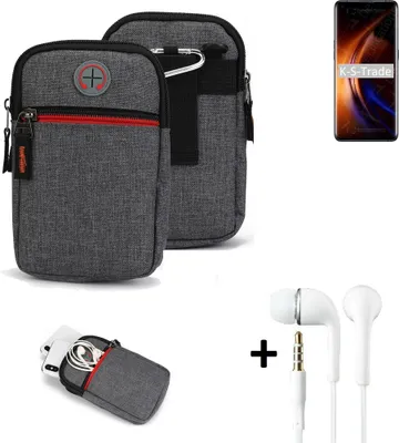 Produktbild von K-S-Trade Gürteltaasche + Kopfhörer kompatibel mit Oppo Find X3 Handy Tasche Holster Schutz Hülle Handy Hülle grau Zusatzfächer 1x