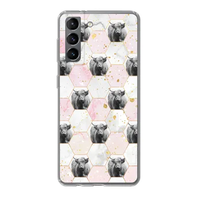 Produktbild von MuchoWow® Handyhülle Schutzhülle Hülle für Samsung Galaxy S21 Schottischer Highlander - Muster - Gold Silikon Softcase Handy Hülle - Softcase