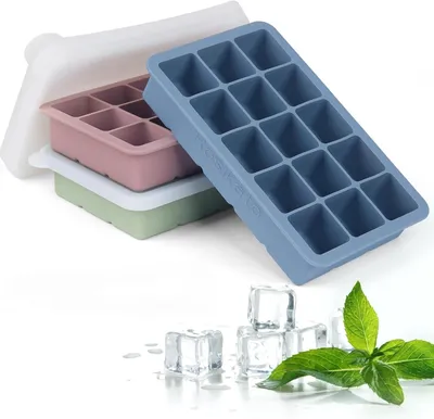Produktbild von Eiswürfelform Silikon Eiswürfelbehälter mit Deckel