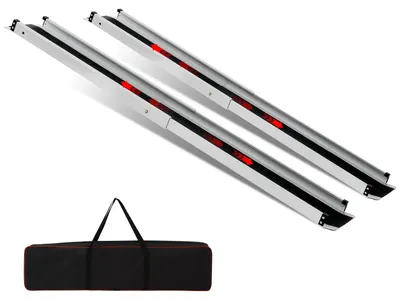 Zdjęcie produktu dla Teleskopowa rampa aluminiowa - rampa dla motocykli - 4 stopy (122 cm) - składana - powierzchnia antypoślizgowa - torba transportowa - do wózków inwalidzkich, wózków dziecięcych i rowerów