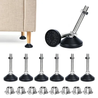 Obrázok produktu pre Nivelačné nožičky, čierne, nastaviteľné, priemer M8, dĺžka 50 mm
