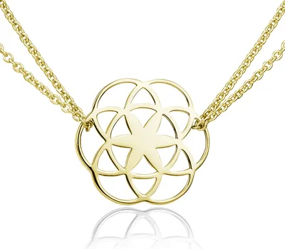 Produktbild von MATERIA Damen Kette Lebensblume Gold Schmuck - Blume des Lebens Halskette 42-47cm 925 Silber vergoldet KA-450-gold