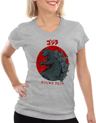 Produktbild von style3 Gojira T-Shirt Damen kaiju japan nippon kanji tokyo, Farbe:Grau meliert, Größe:XS