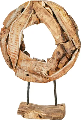 Produktbild von GILDE Standrelief, rund, "Manila", Holz, naturfarben,  L. 12 cm, B. 33 cm, H. 46 cm 59066