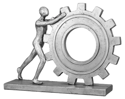 Productafbeelding van Gilde Figuur, tandwielmotief, kunsthars, zilverkleurig, verpakking met 2 stuks, lengte 5 cm, breedte 22,5 cm, hoogte 18 cm. Artikelnummer: 37452. EAN: 4063387374528