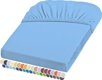 Produktbild von liebling Elasthan Spannbetttuch 140x200 bis 150-220 cm, mit Rundumgummizug, faltenfrei & atmungsaktiv, Matratzen bis 26 cm Höhe, hellblau