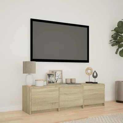 Imagen del producto de Maison Exclusive: Mueble de televisión con iluminación LED, 140 x 34 x 40 cm, acabado en roble Sonoma