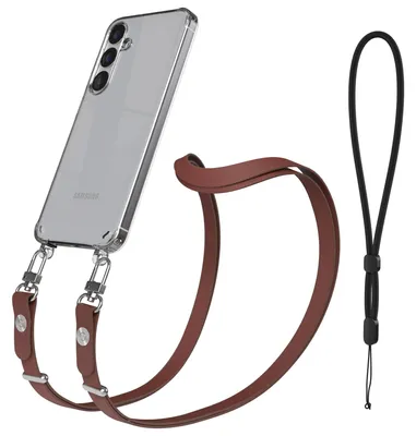 Produktbild von EAZY CASE Handykette magnetisch mit Handyhülle für Samsung Galaxy S25 Plus, Crossbody Handyband 1-1,90m verstellbar mit 2 Ösen in Braun