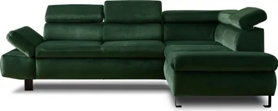 Image de Lisa Design Nairobi - Canapé d'angle convertible - en velours - 5 places - avec têtières - Droit , Vert