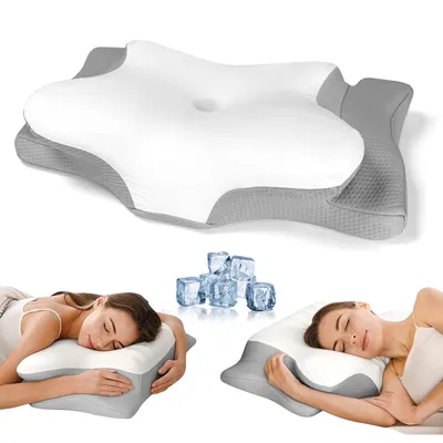 Image de HEYLAD Oreiller cervical orthopédique avec mousse à mémoire de forme - Oreiller pour dormir sur le côté