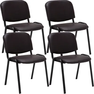 Produktbild von CLP 4er Set Besucherstuhl Ken Kunstleder stapelbar und mit modernem Design braun