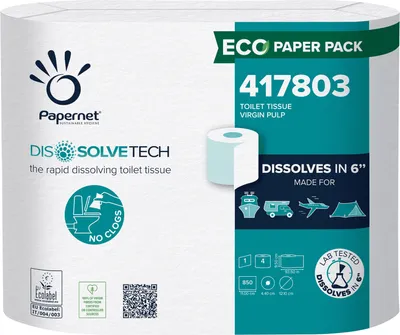 Immagine prodotto di 7x Carta igienica Papernet con tecnologia Dissolve Tech, 417803, 1 velo, 4 rotoli (4 rotoli)