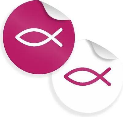 Produktbild von 24x Sticker Fisch (Motiv 32) 4cm Aufkleber Taufe Kommunion Konfirmation