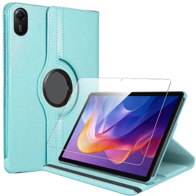 Image de Coque + Verre Trempé pour Xiaomi Redmi Pad 2 (11 Pouces), Protection avec Support Rotatif - Bleu