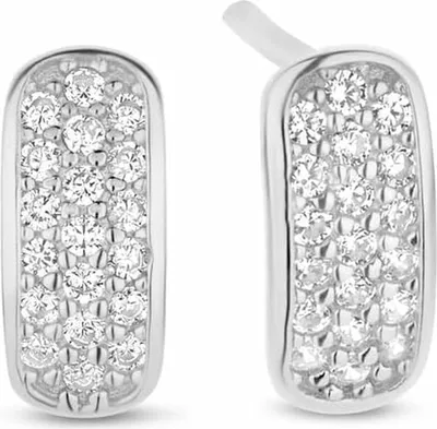 Produktbild von Neu Bling 9NB-0782 Silberne Ohrstecker - Frauen - Zirkonia-Steine - 9,7 x 4,2 mm - Rhodium - Silber
