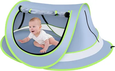 Produktbild von Baby-Strandzelt,Pop-Up Sonnenzelt mit UV-Schutz und Insektenschutz,Tragbares Spielzelt für Kleinkinder,Perfekt für Strand,Camping und Garten