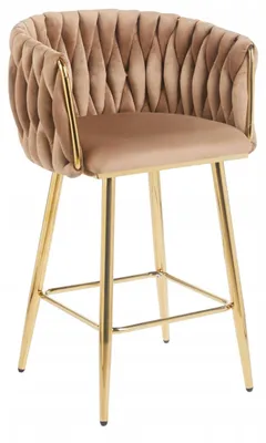Obrázek produktu pro Designová barová židle ZULIMARA - cappuccino / zlatá