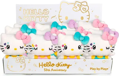 Productafbeelding van Play By Play Hello Kitty pluche knuffel, ter gelegenheid van het 50-jarig jubileum, verschillende modellen, 16 cm. Één maat