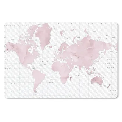 Produktbild von MuchoWow® Schreibtischunterlage Weltkarte - Rosa - Marmor 60x40 cm - XXL Mauspad - Großes Mauspad
